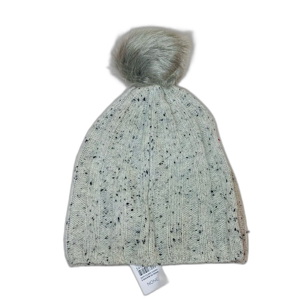 Ann Taylor Cashmere Gray Knit Beanie with Pom Pom